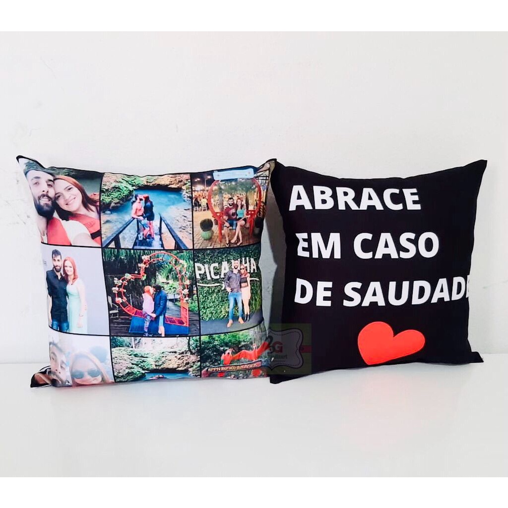 Almofada 40x40 personalizada com fotos abrace em casa de saudade ...