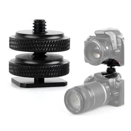 Adpatador Sapata Flash Iluminador Microfone Duas Travas 1/4 em Oferta na Shopee