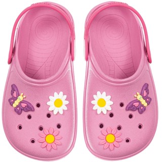 Babuche Infantil Sandália Feminina Chinelo Confortável Calce Fácil Menina Bebe Criança Antiderrapante Borracha Enfeite Flor Borboleta Colorido Moda Blogueira Macio Leve