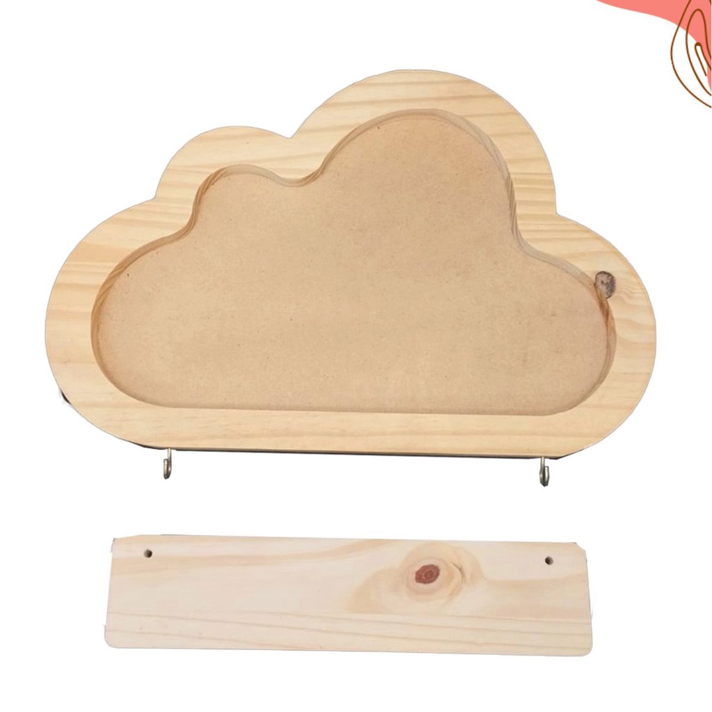 Nuvem Porta Maternidade em Pinus com Placa Para Nome Decoração Quarto Criança Bebê Personalizada