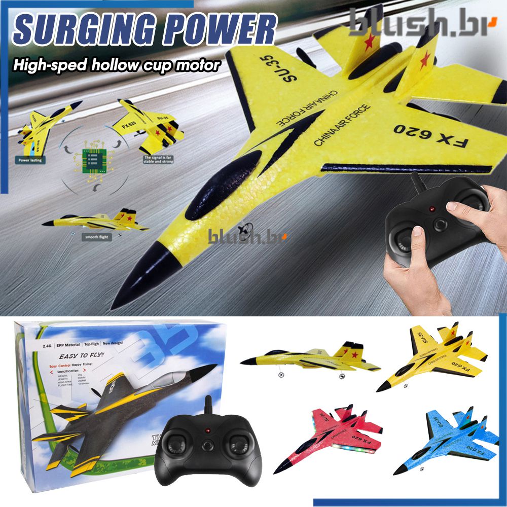 FX-620 SU-35 RC Avião De Controle Remoto 2.4G/Plana De Brinquedo Infantil Recarregável Plane De Isopor Para Crianças