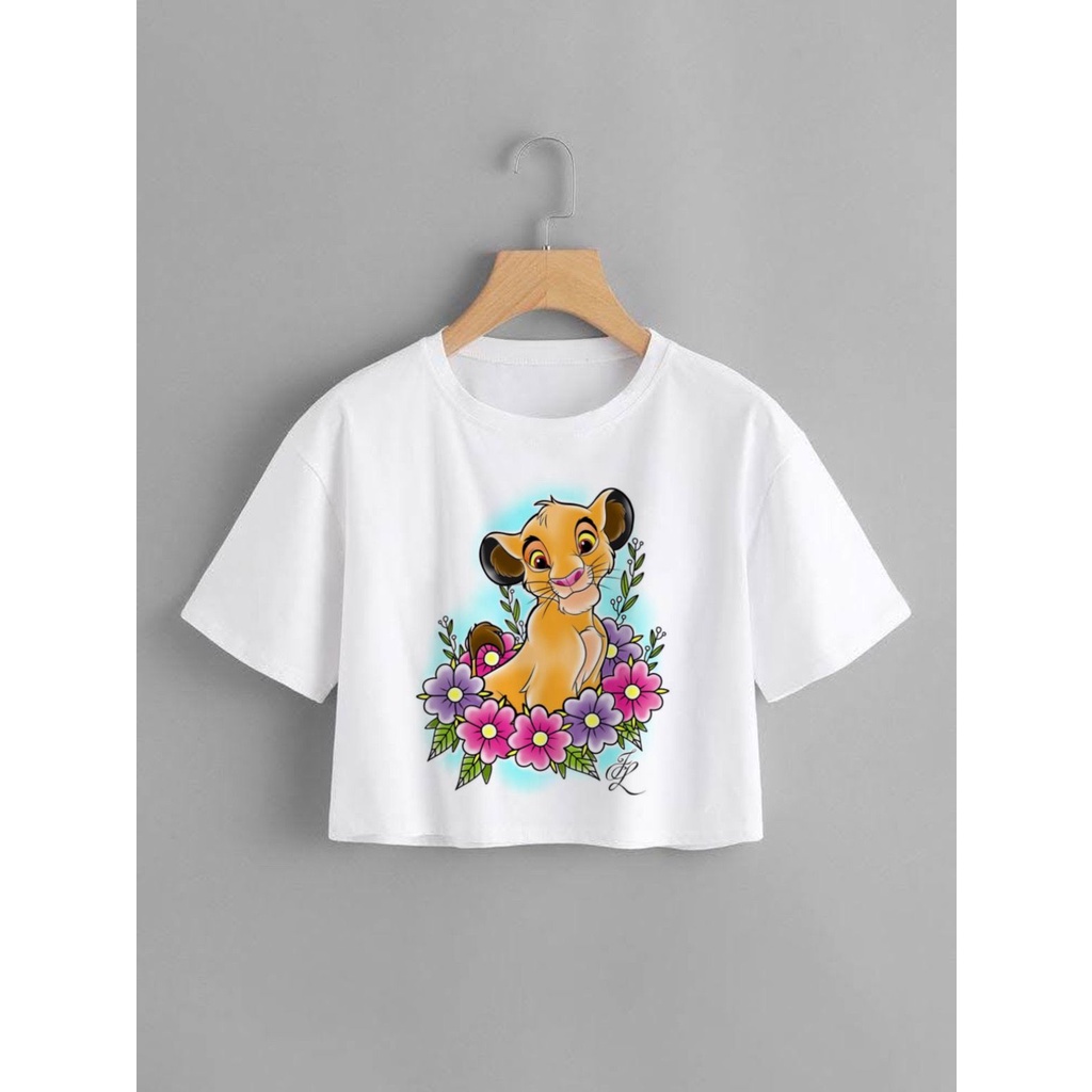 Camiseta Feminina Modelo Cropped SIMBA DO REI LEÃO