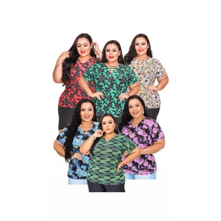 Kit 06 Camiseta Blusa Plus Size Liganete Feminina