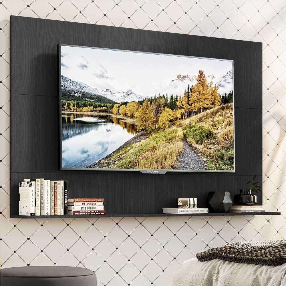 Painel TV 65" com Prateleira Amsterdã Up Multimóveis Preto - Home & Living