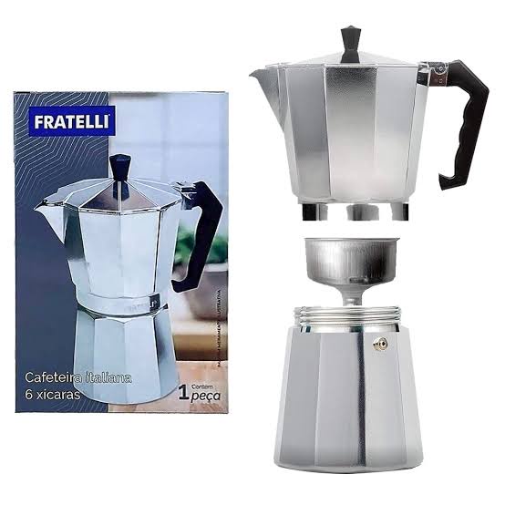 Cafeteira Italiana Fratelli Moka Express Faz 6 Xícaras de Café
