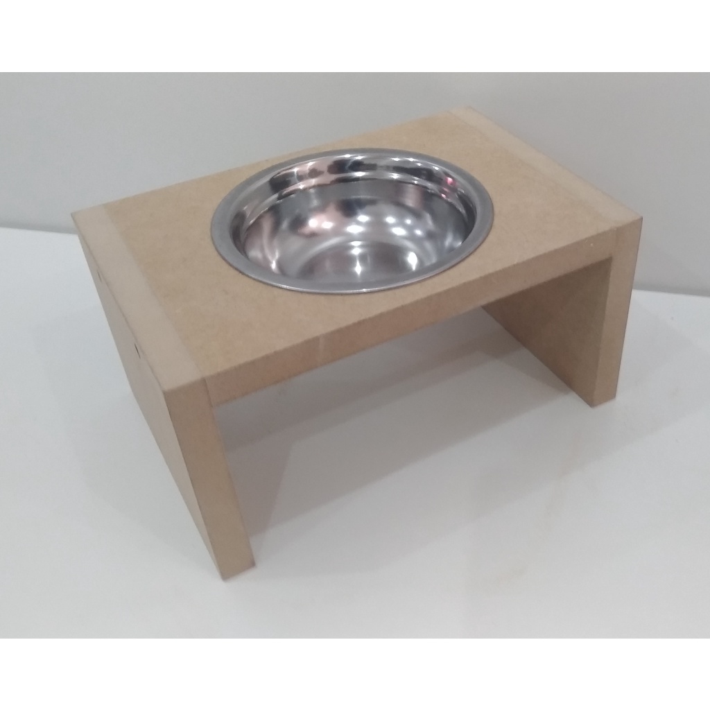 Comedouro unitario em MDF Cru para gatos tigela em aluminio