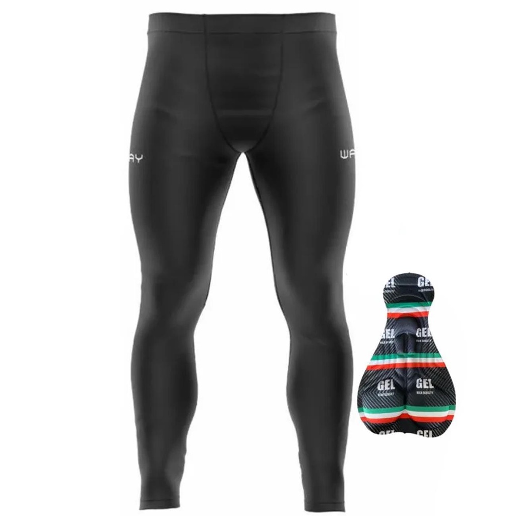 Calça De Ciclismo Way Feminina Preta Inverno com Forro em Gel e Bolso Lateral