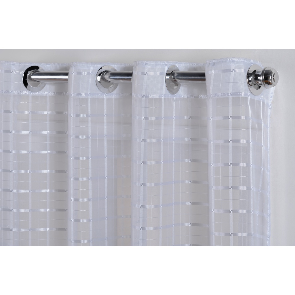 Cortina Voil Xadrez Janela Pequena 2,50 Largura 1,20 Altura Ilhos Cromado