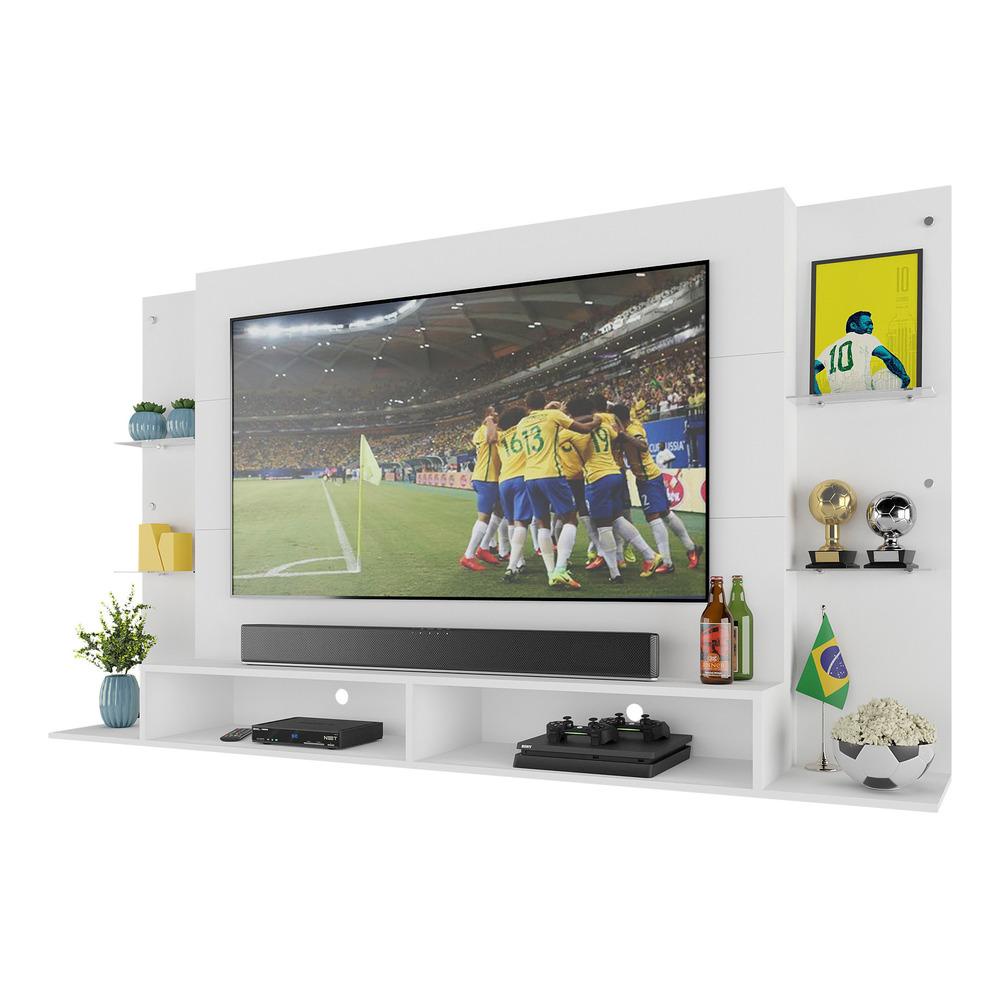 Painel TV 60" com prateleiras de vidro Brasil Multimóveis BR2739 Branco em Oferta na Shopee
