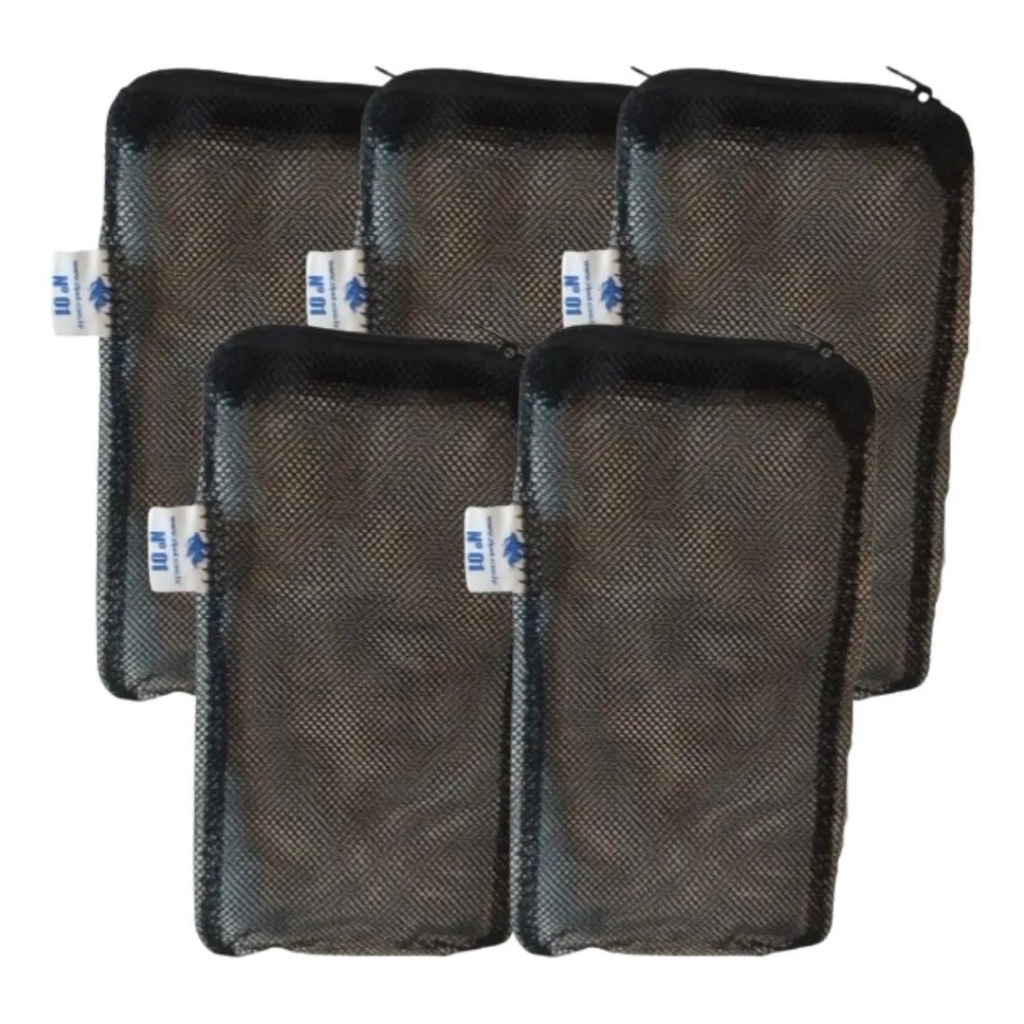 5x Bolsas Para Mídias Filtrantes Preta Plancton 20x10 Com Ziper