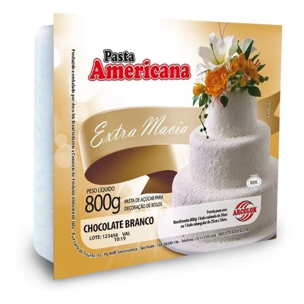 Pasta Americana Chocolate Branco Extra Macia Arcolor 800gr em Oferta na Shopee