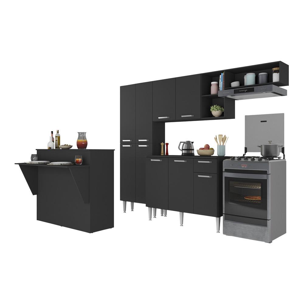 Cozinha Completa c/ Bancada Paris Multimóveis MP2044 Preta - Home & Living