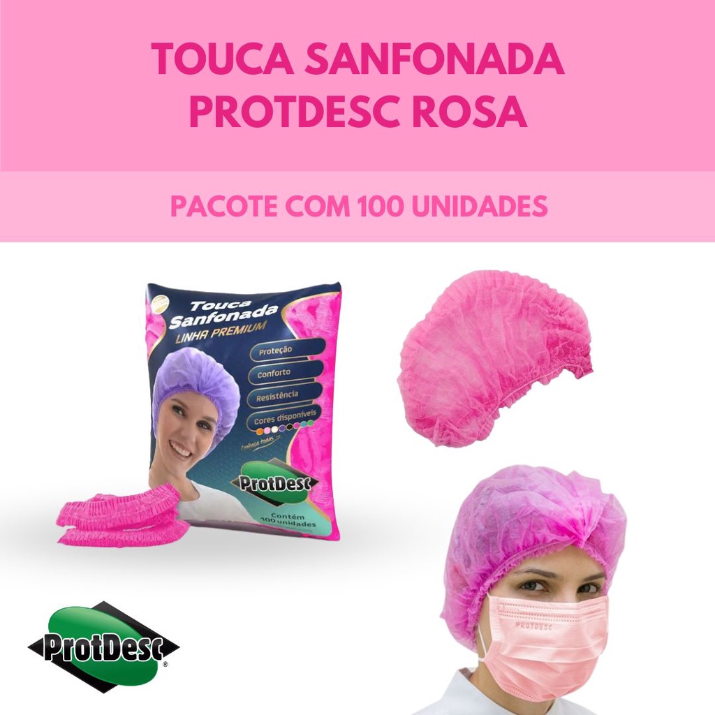 Touca Sanfonada Rosa Protdesc Pct 100 Un | Shopee Brasil