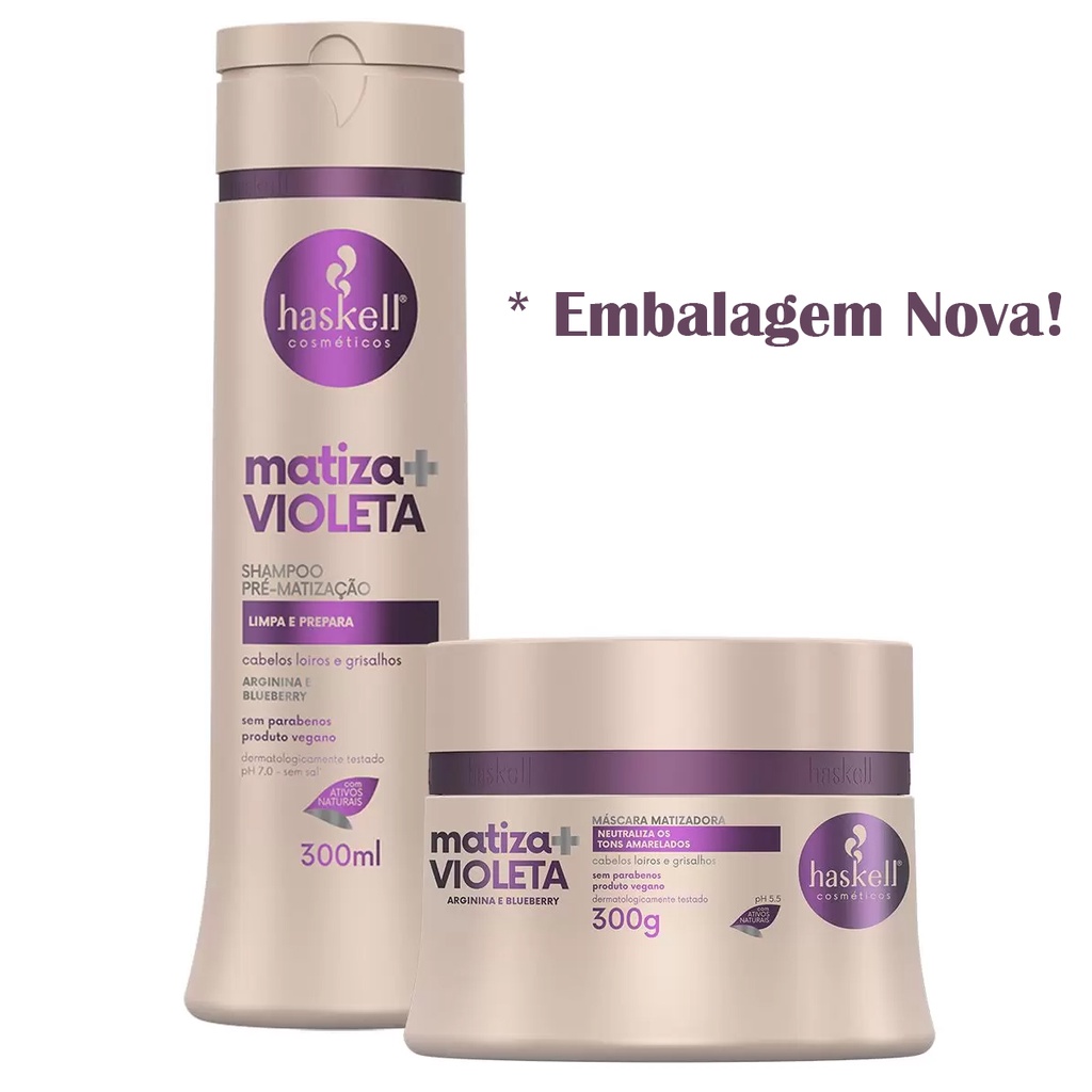 Kit Haskell Extend Color Roxo Matiza + Violeta Shampoo + Máscara Original