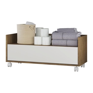 Balcão Banheiro com 1 Gaveta e Rodízios Multimóveis Rustic/Branco em Oferta na Shopee