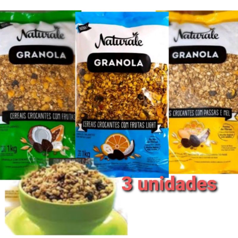 Kit 3 pacotes granola Naturale 1kg Shopee Brasil