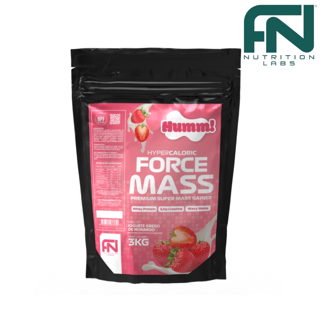 Hipercalorico Force Mass Humm Iogurte Grego de Morango 3.2Kg Force Nutrition Labs