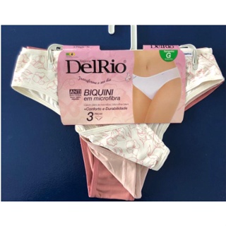 kit C/3 calcinhas DelRio modelo biquíni em microfibra (original) em Oferta na Shopee