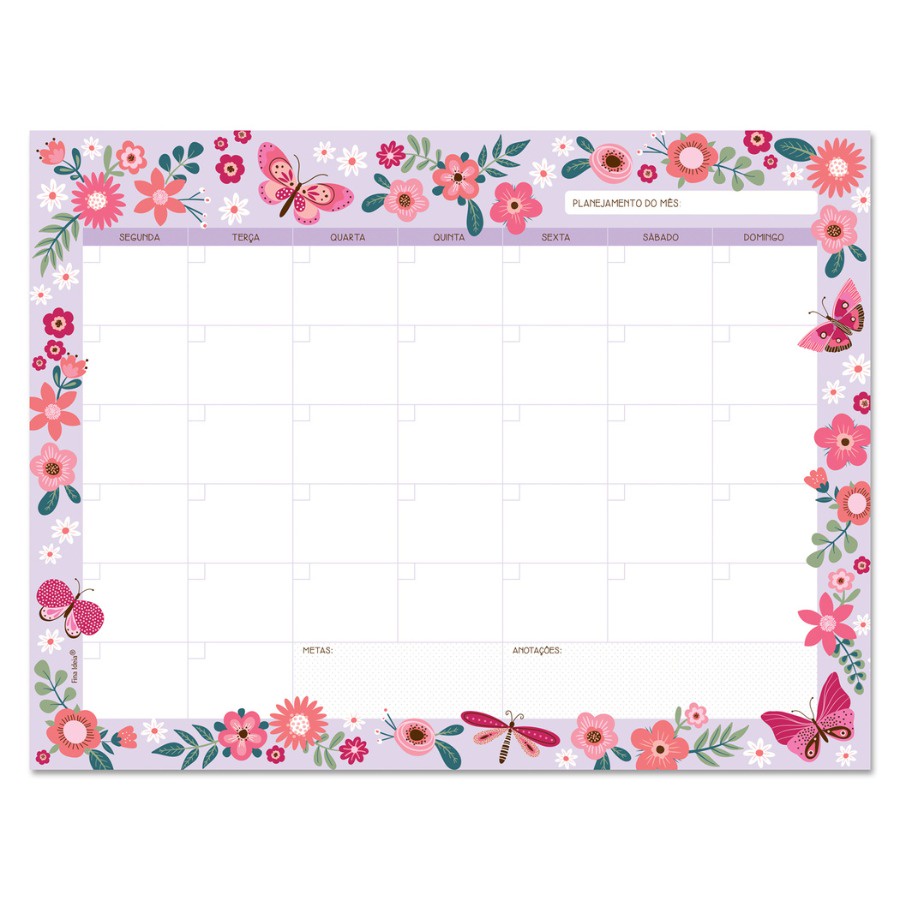 Planner Fina Ideia 2023 Borboletas Mensal Shopee Brasil