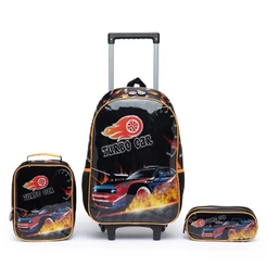 Kit Mochila Rodinha Infantil Menino Escolar Lancheira Estojo Yupe