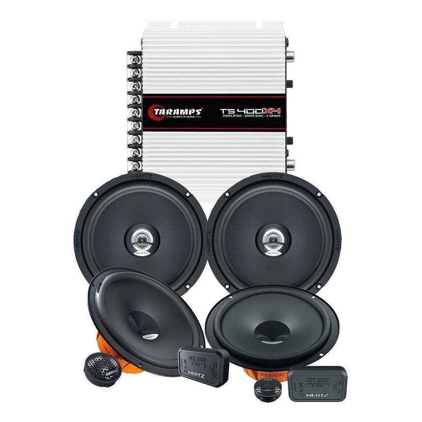 Kit 2 Vias 6  Hertz DSK 165.3 160w + Par Alto Falante 6  Hertz Coaxial DCX165.3 120w + Taramps TS400 em Oferta na Shopee