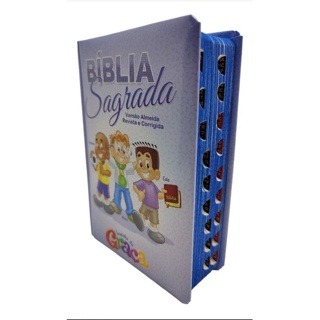 Bíblia Sagrada Infantil Menino com Índice em Oferta na Shopee