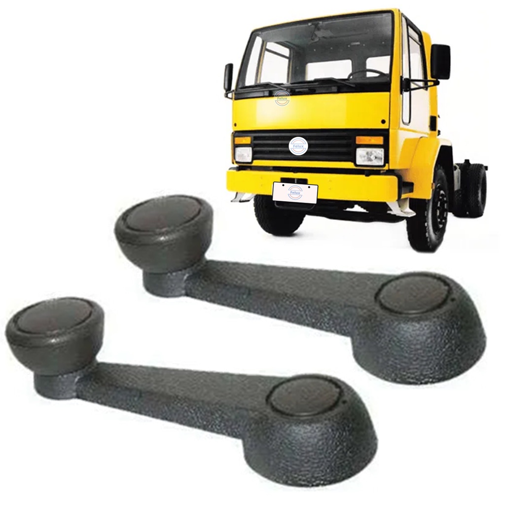 Par Manivelas do vidro Ford Cargo 1985-2010 Preta (Metal)