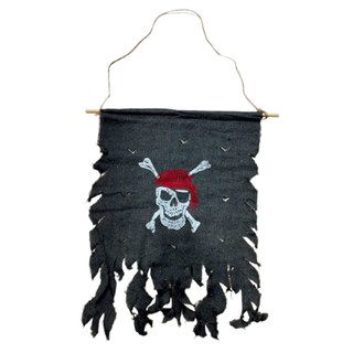 Bandeira Pirata Tecido Rustico Enfeite Festa Halloween