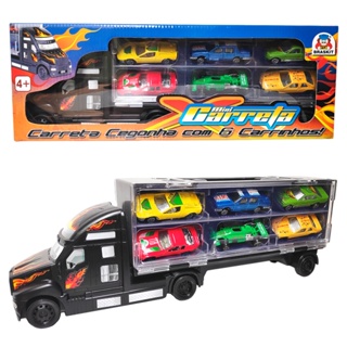 Brinquedo Mini Carreta Cegonha C/ 6 Carrinhos Metal Caminhão Braskit em Oferta na Shopee