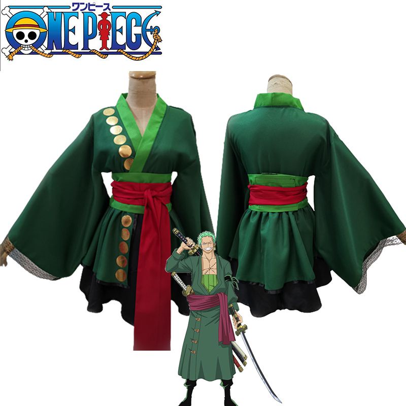 One Piece Anime Roronoa Zoro Cosplay Costume Zoro Robe Dress Kimono ...