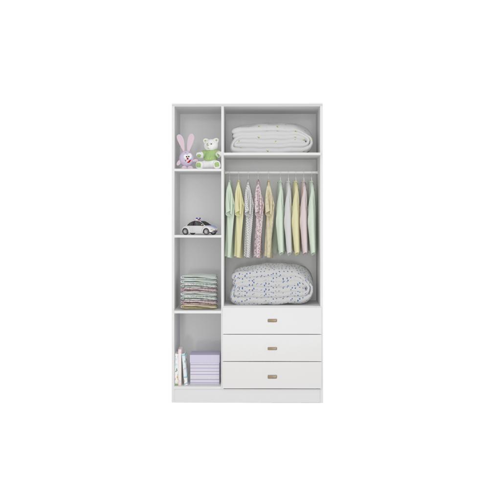 Guarda Roupa Ditália 3 Portas 3 Gavetas BB-322 Branco - Home & Living