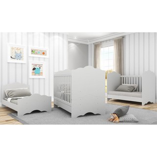 Berço Americano 3 em 1 para Colchão 70 x 130 cm Nuvem Multimóveis FG0536PA Branco em Oferta na Shopee