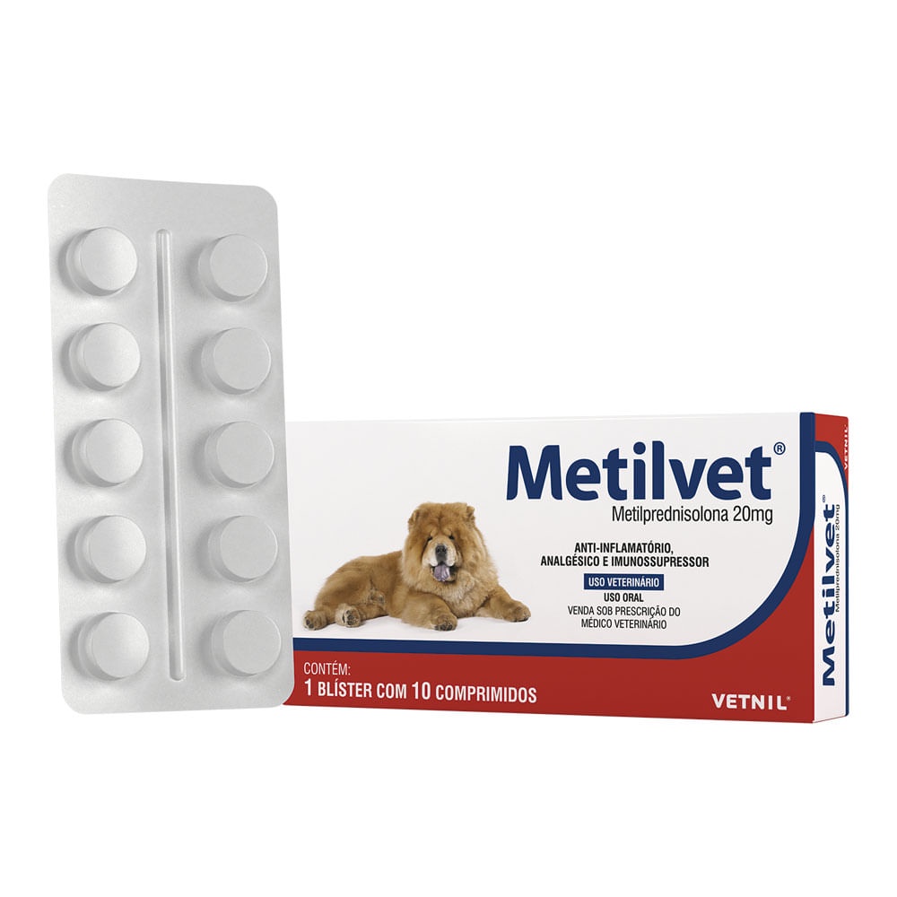 Anti-Inflamatório Metilvet 20mg 10 Comprimidos - Pets
