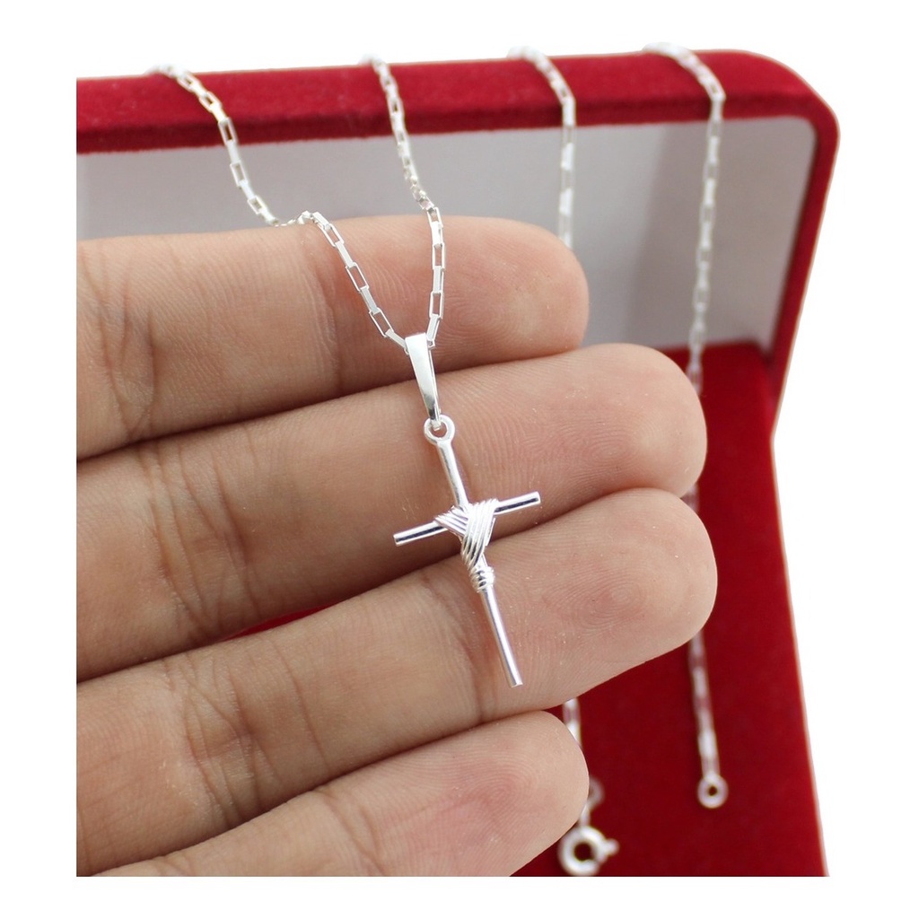 Corrente Cordão De Prata Ouro Masculina 925 60 cm Fina + Crucifixo envio imediato em Oferta na Shopee