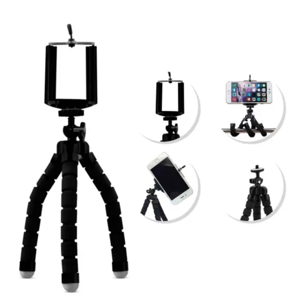 Mini Tripé Flexível para Celular Tamanho 16cm - Preto