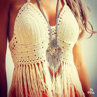 Top cropped franjas moda praia frente unica com regulagem nas costas modinha blogueiras