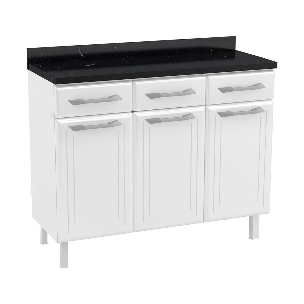 Balcão de Cozinha de Aço Triplo com Tampo Rose Multimóveis CR6090 Branco - Home & Living