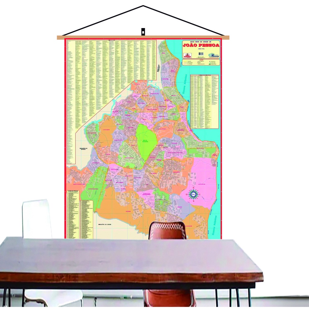 Mapa João Pessoa Banner Laminado 120x90cm - Atual