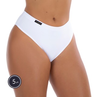 Kit 5 Lingeries Calcinha Lisa Microfibra Modelo Confort Tanga Cós Alto Moda Íntima Leve Básica Roupa Feminina Confortável Promoção Para Revenda 316