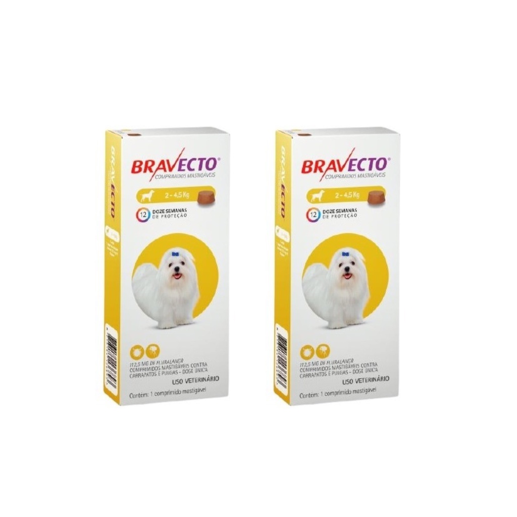 2 Bravecto Cães De 2 A 4,5kg Antipulgas Envio Imediato