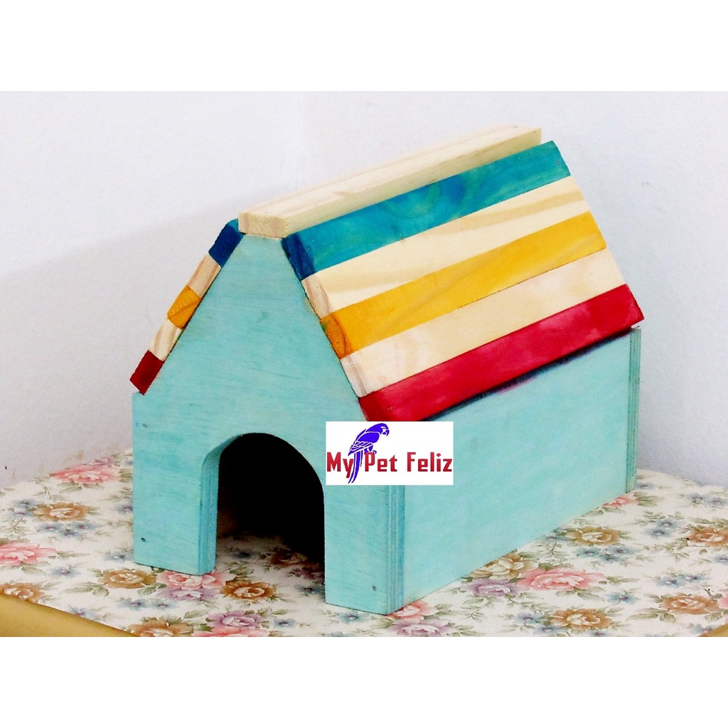 toca para hamster - toca para rato twister - toca para esquilo da mongólia - toca para pequenos roedores - casa para hamster (chalé-azul)