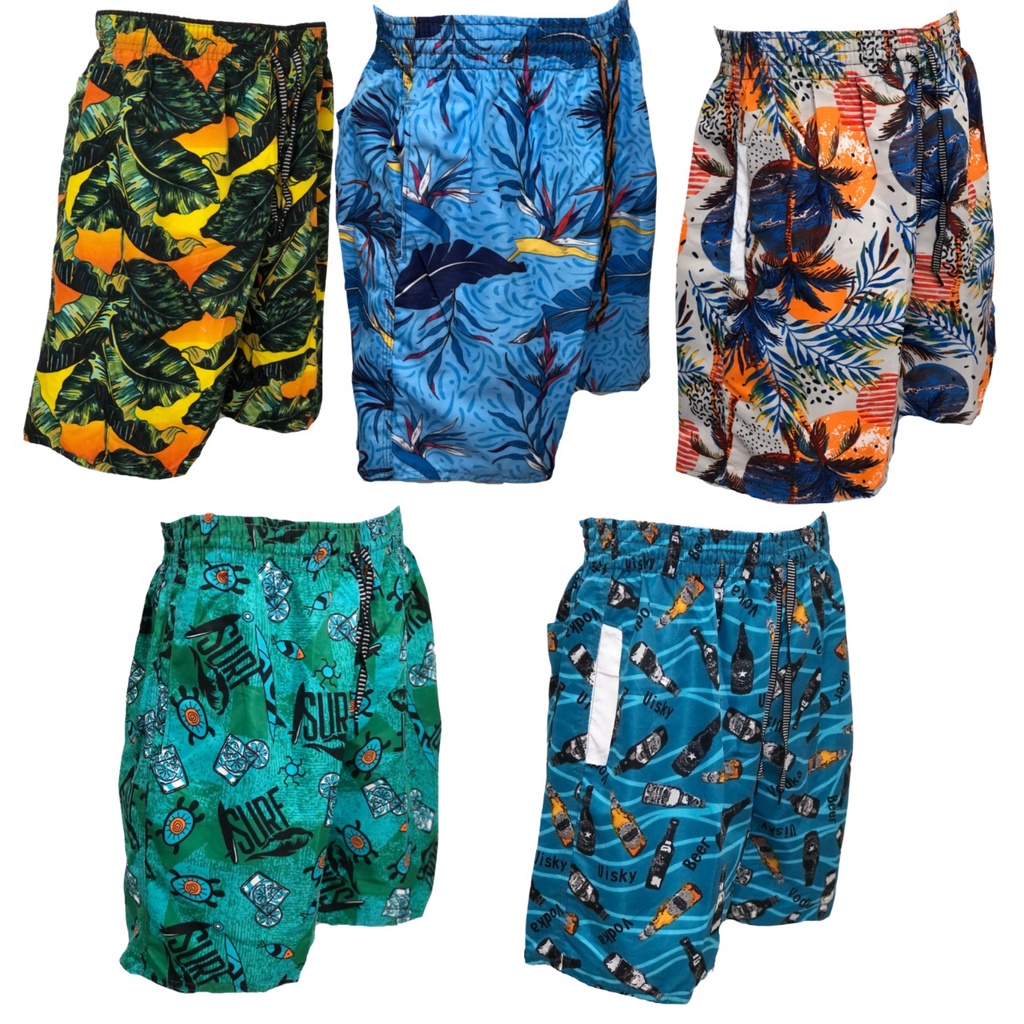 Kit 5 Short Bermuda Masculino Praia Tactel Mauricinho Academia Surf