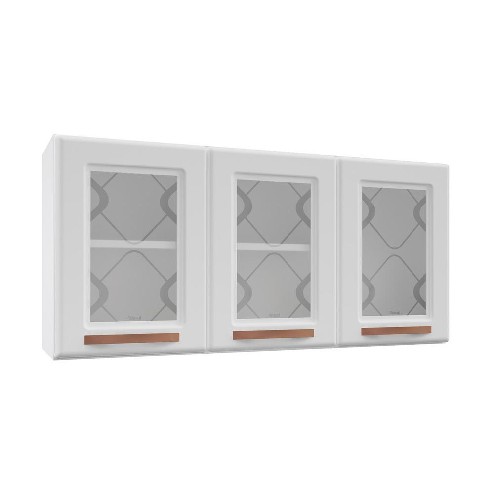 Armário de Cozinha de Aço Aéreo Triplo 120 cm Regina Multimóveis CR6123 Branco - Home & Living