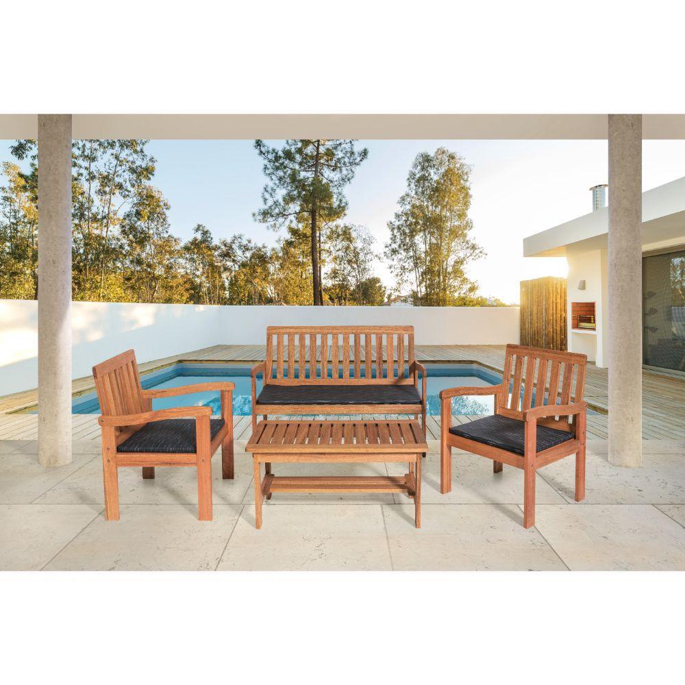 Conjunto para Jardim em Madeira Maciça Robust com Almofada em Oferta na Shopee