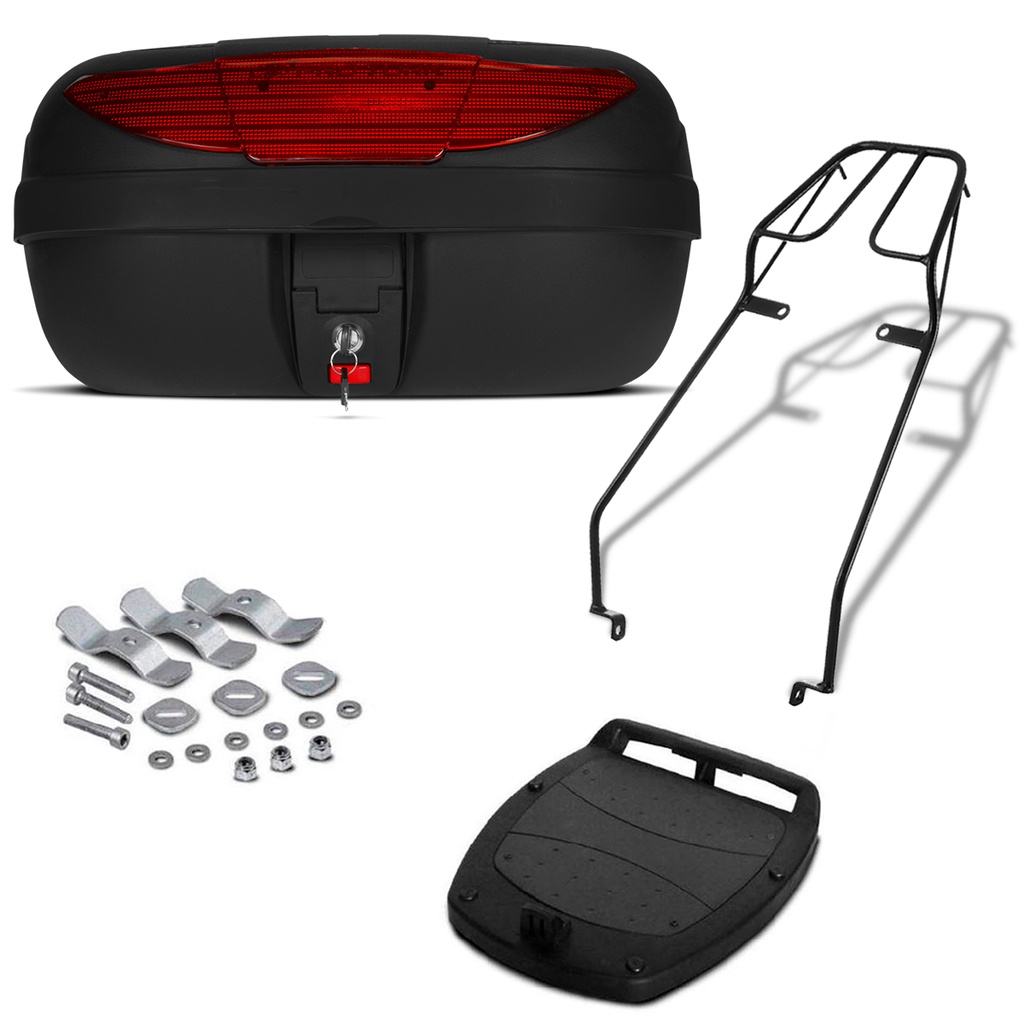 Baú Bauleto 45 Litros Smartbox 2 Motoboy + Bagageiro Sansão Moto Suzuki YES 125 2005 à 2012 Pro Tork em Oferta na Shopee