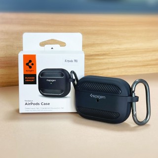 Capa Spigen Rugged Armor Fibra De Carbono Textura De Silicone Para Airpods Pro Protetora 1 2 2 Com Chaveiro