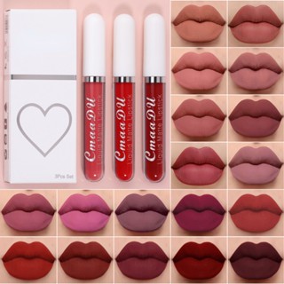 Conjunto 3Pcs/De Batom Matte Lipstick De Veludo De Longa Duração Kit De Brilho Labial Cosméticos Presentes Para Meninas Feminino