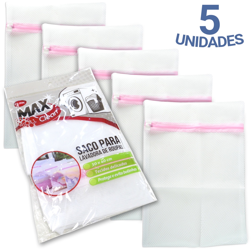 Kit 5 Saquinhos De Lavar Roupas Delicadas Na Máquina 30x40cm | Shopee ...