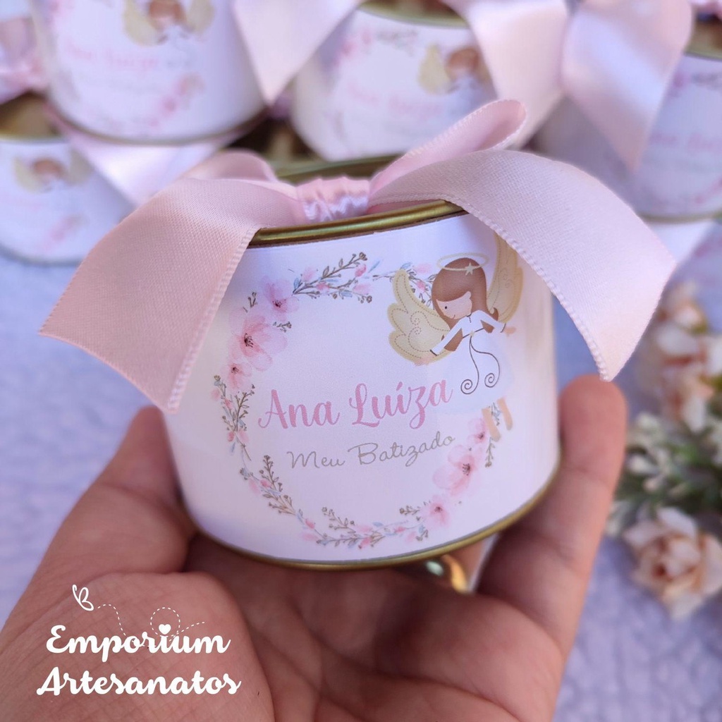 Kit Tubolata Personalizada 7x5cm Lembrancinha Batizado Crisma Eucaristia Primeira Comunhão