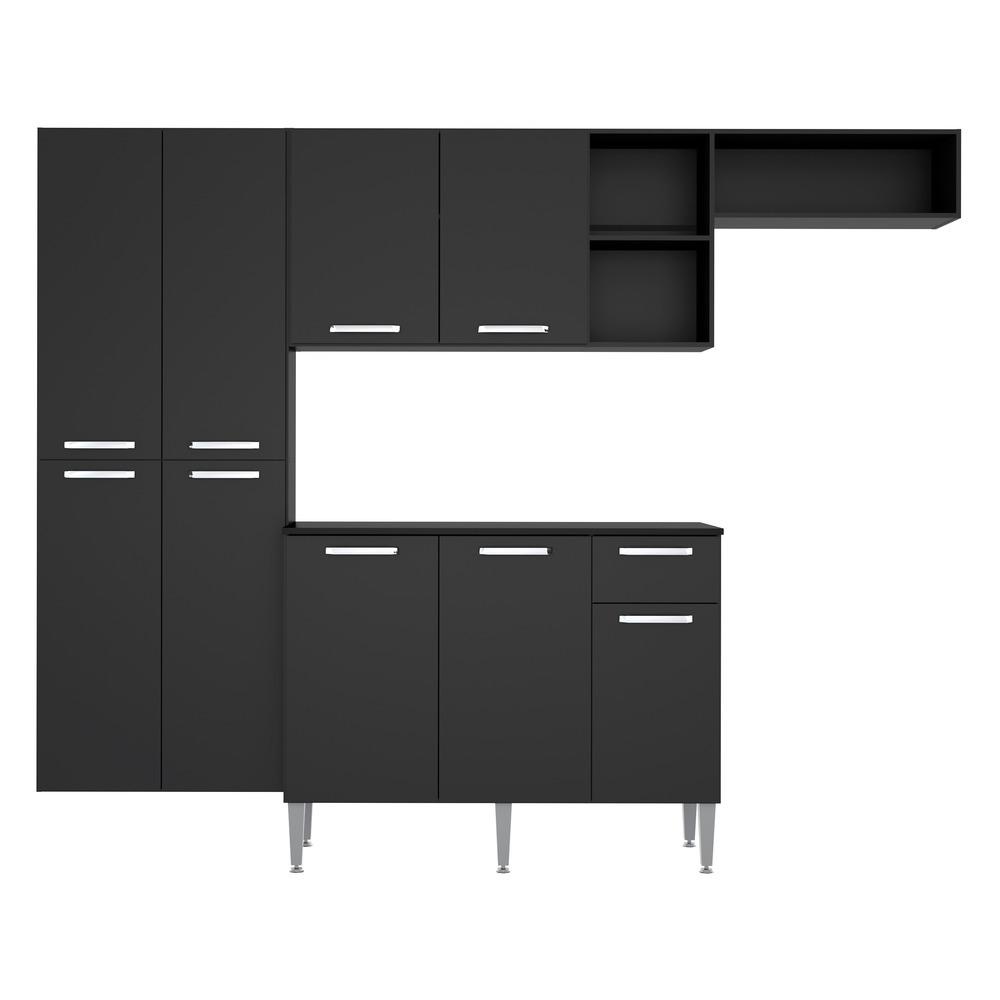 Cozinha Completa Compacta Pequim Sun Multimóveis com Balcão Preto - Home & Living